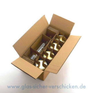 Karton für 1 x 0,75l Flaschen + 4 Gläser max. Ø 85  mm / max. Höhe 95mm
