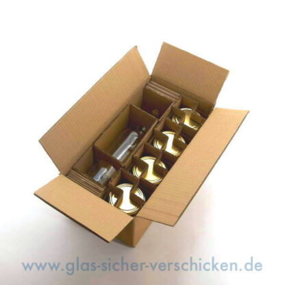 Karton für 1 x 0,75l Flaschen + 4 Gläser max. Ø 85  mm / max. Höhe 95mm