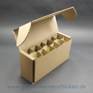 Versandkarton für 3 Gläser <br> max. Ø 85mm <br> max. Höhe 95mm <br> als Klappkarton